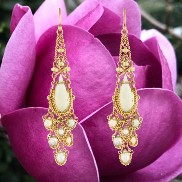 SOLD -Anthony Nak 18k Gold Citrine Dangle Drop Earrings - Picture 2 of 6